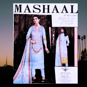 Mashaal by riaj arts unstiched three pieces for women