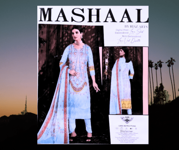 Mashaal by riaj arts unstiched three pieces for women